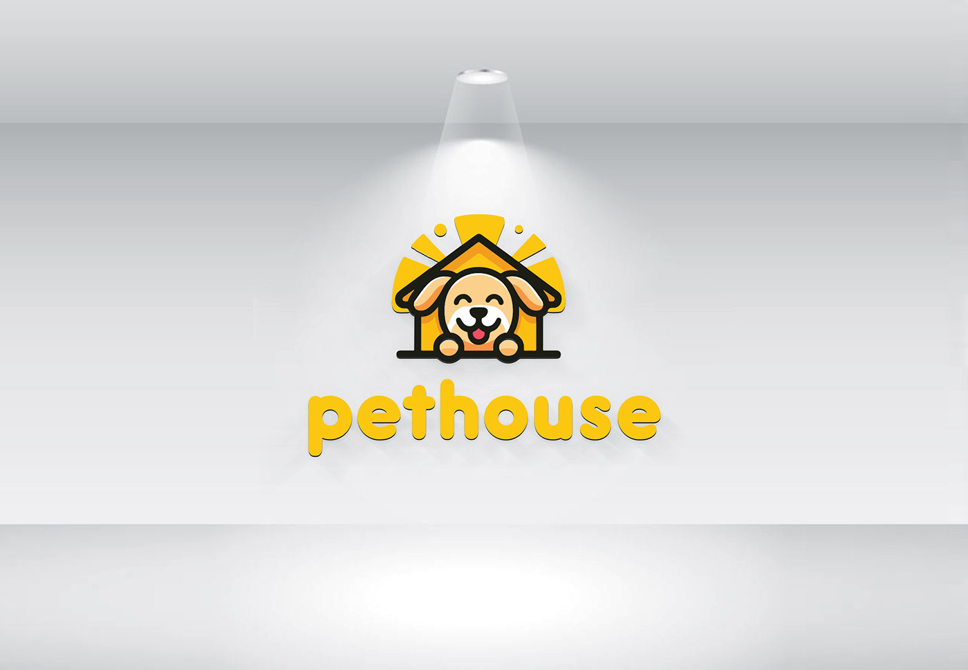 Dog Logo dog logo design Pet animal cartoon doghouse logo logoforpet milimalistdog logo pethouse yellow dog logo