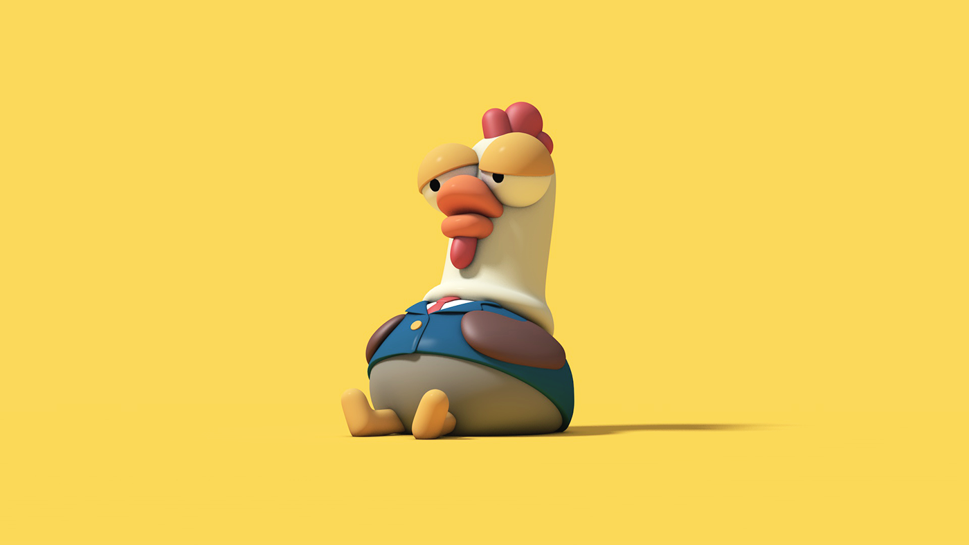 Character chicken teacher motion animation  3D design ILLUSTRATION 