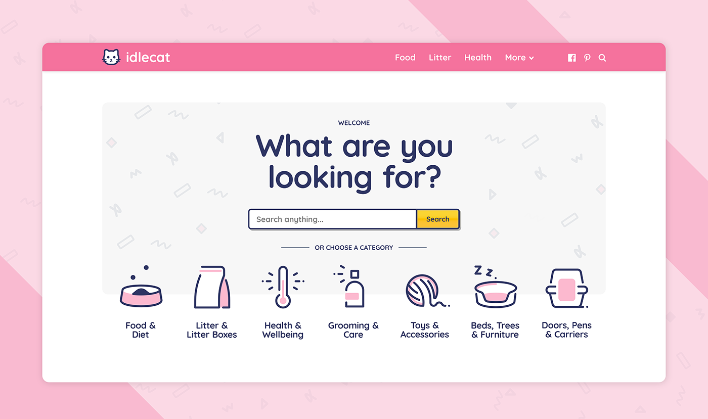 cats Blog Web design pink icons branding 