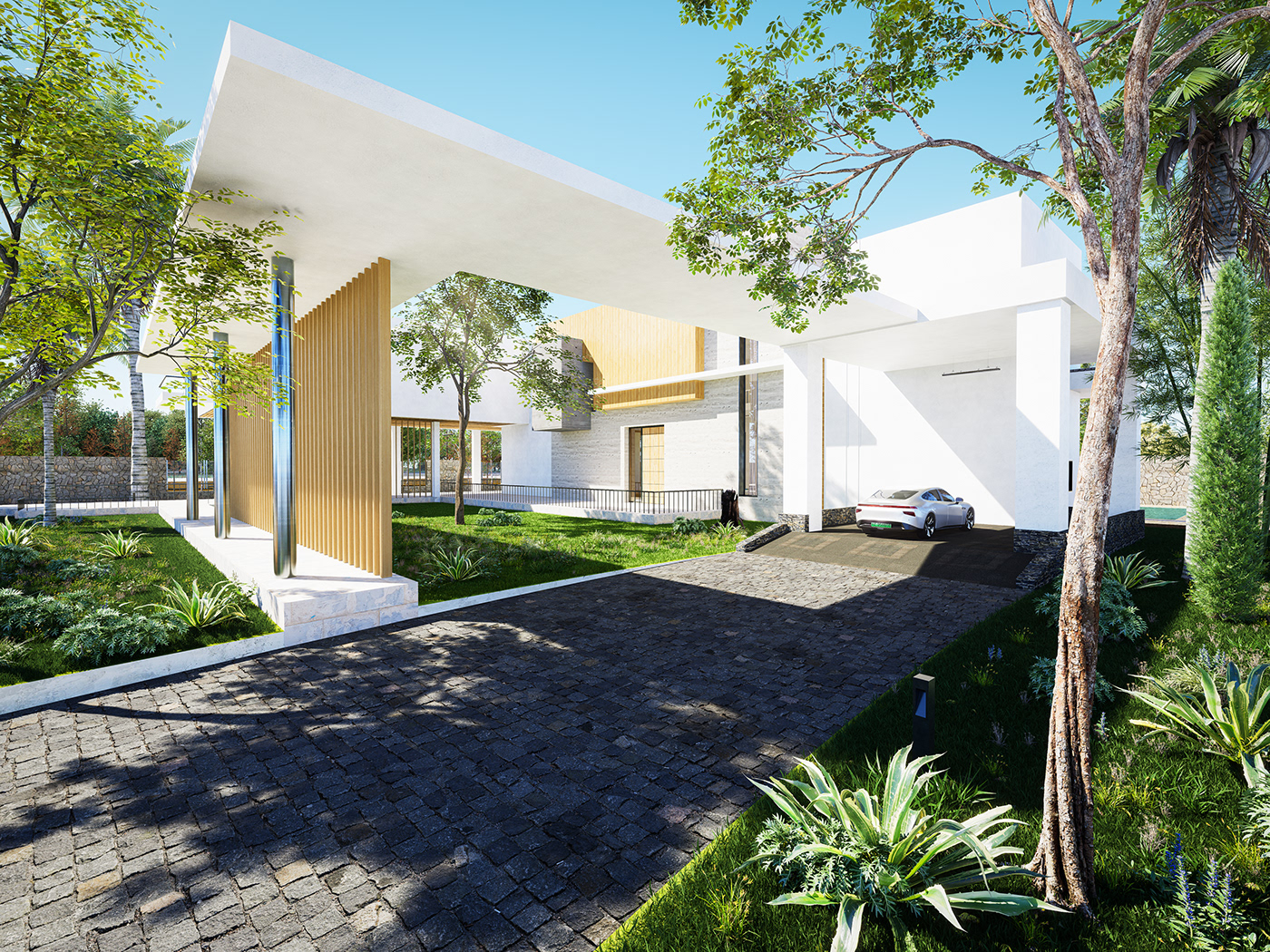 Outdoor visualization Render exterior CGI archviz architecture design Villa villa design