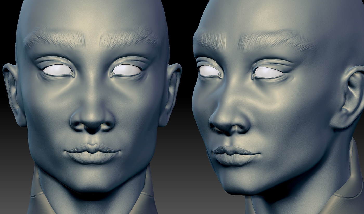 Character 3D sculpting  design Scifi concept woman human lights motiongraphics