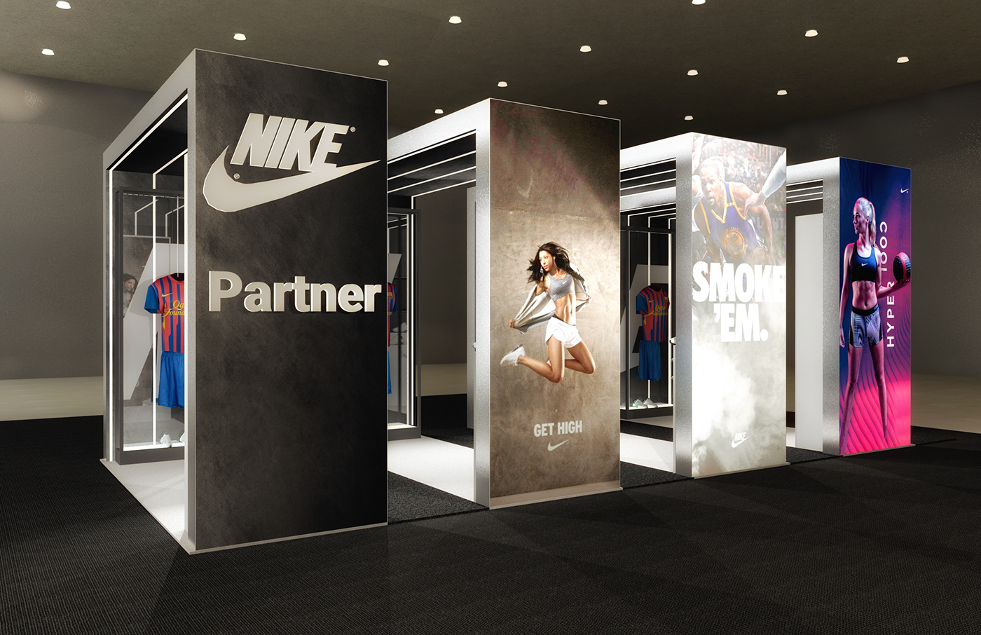 pop up Nike Retail exhibit Stand light tunnel lightbox shoes apparel