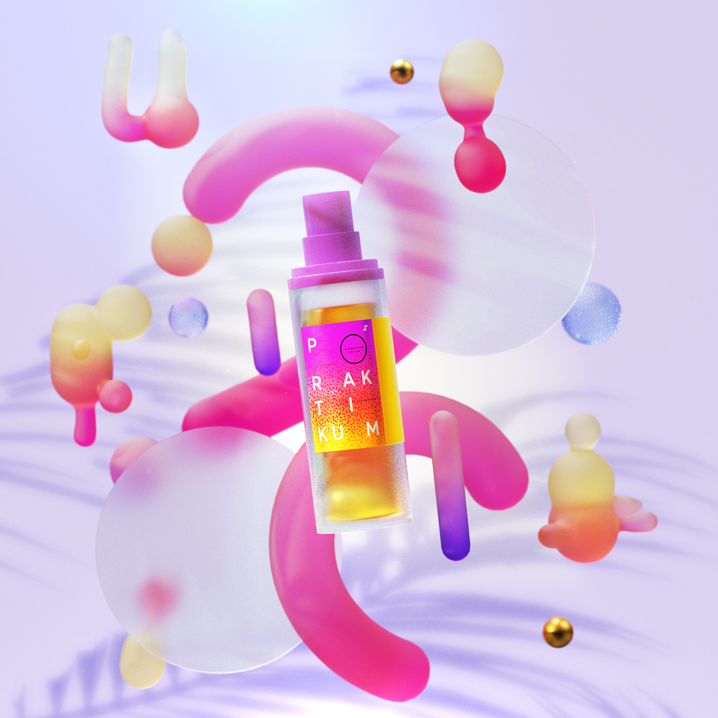 3D abstract art Colourful  concept cosmetics instagram product Render visualisation