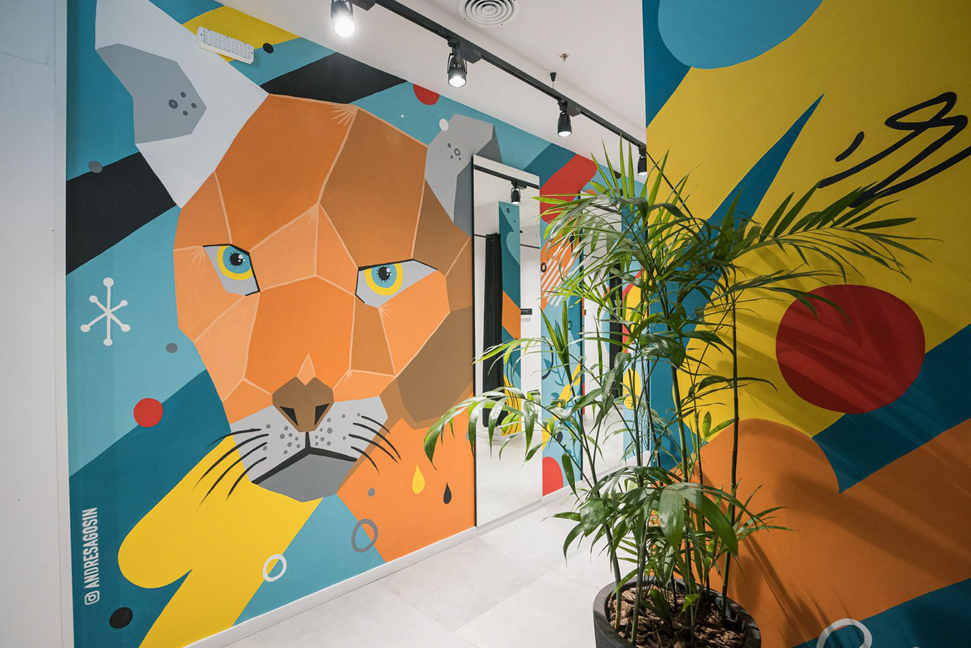 Interior design geometric Low Poly surreal puma animals wall Mural pop