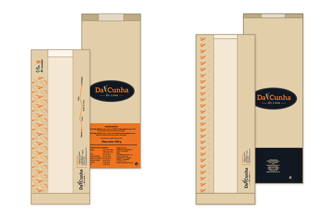 branding  diseño gráfico dacunha panaderia Papeleria rotulación Packaging