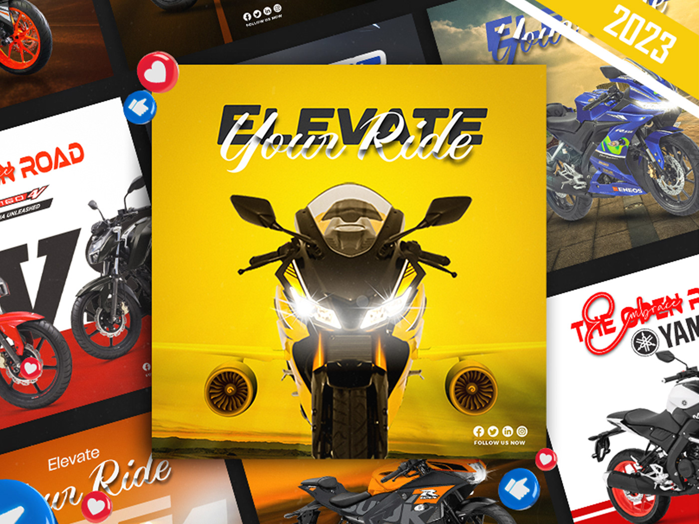 Social media post Socialmedia Graphic Designer Bike ads yamaha Bike motorcycle Honda Racing