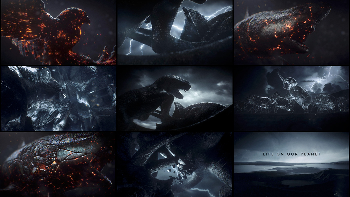title sequence Netflix motion design dinosaurs cinema 4d titles Main title t-rex history earth