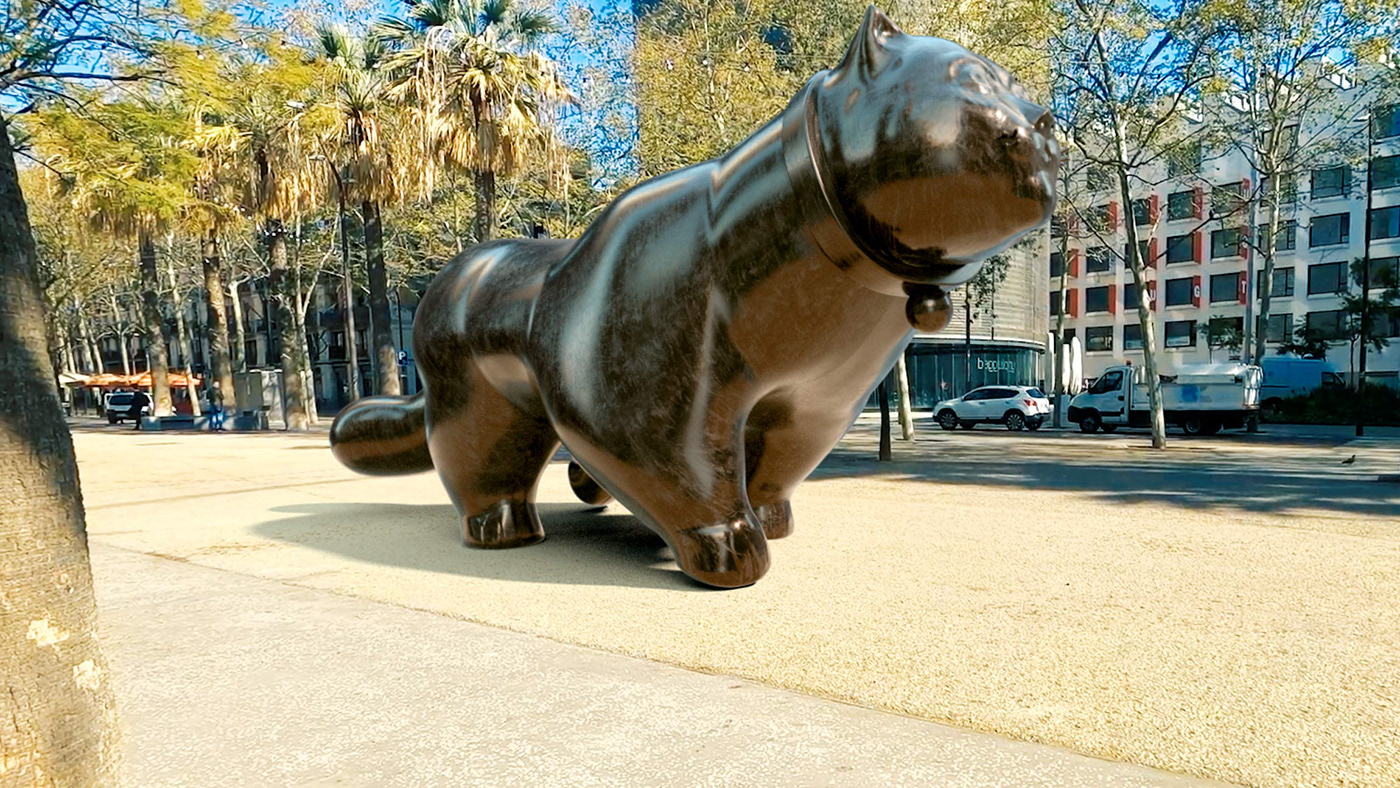 #3D #render 3D animation  barcelona botero CGI Character sculpture statue