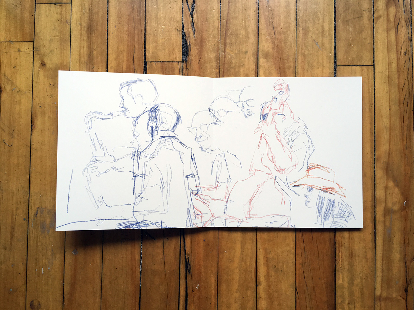 drawing on location sketch music musicians piano man Washington Square Park nyc sva guitar ILLUSTRATION 