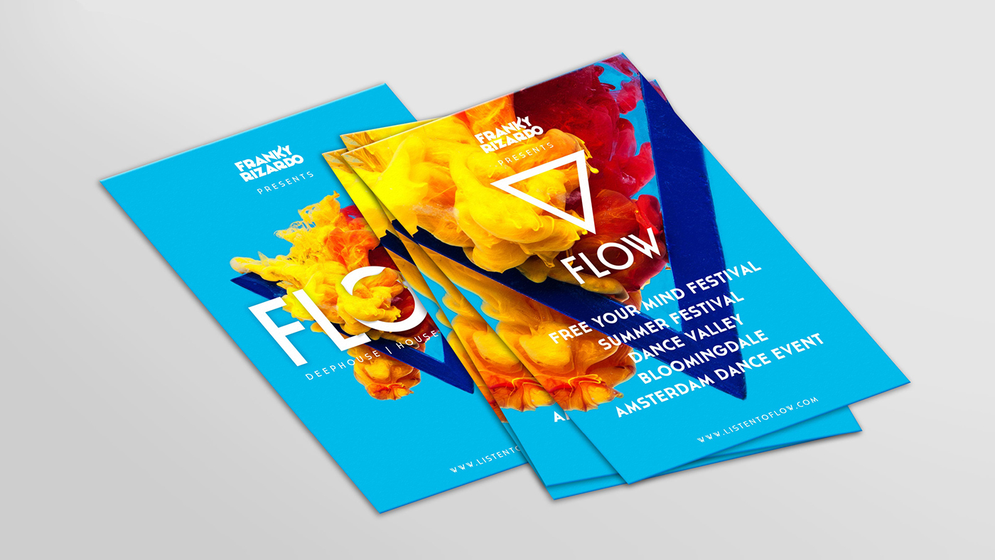 flow Event campaign Slow motion slomo water Liquid ink paint triangle poster Website