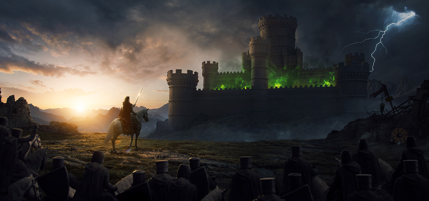 medieval Matte Painting Landscape CGI knight fantasy concept art photoshop blender Digital Art 