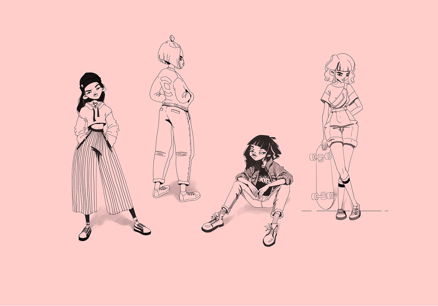 Character design  ILLUSTRATION  girls typography   lettering Character Fashion 