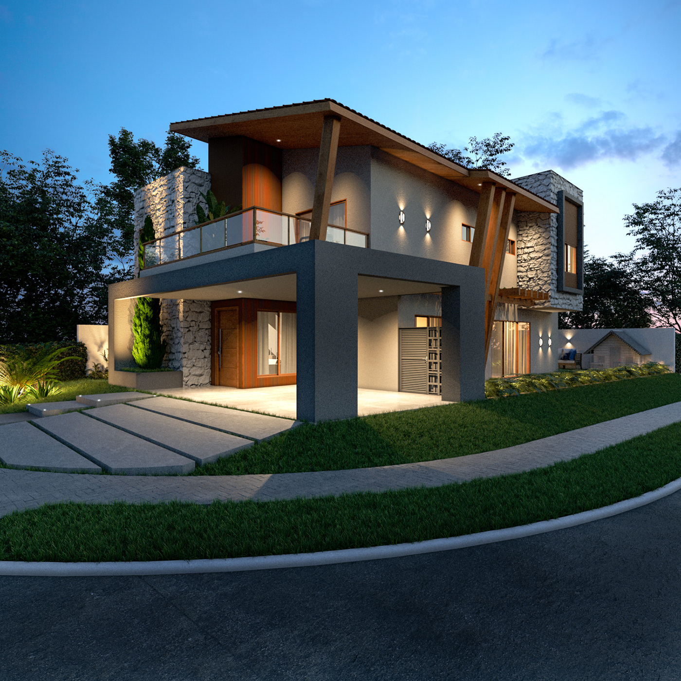 3D architecture ARQUITETURA casa fachada house interior design  projeto arquitetônico Render