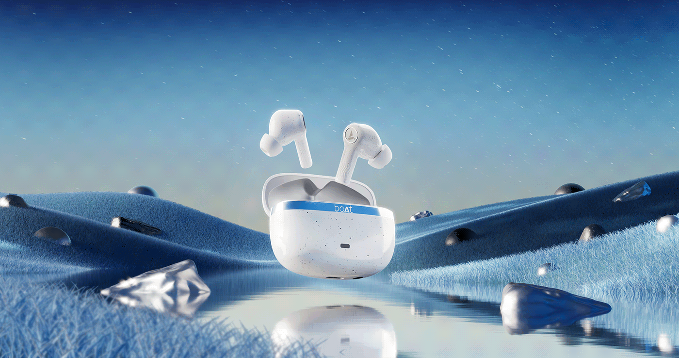 earphones 3D 3D Landscape product design  3d product CGI visualization blender 3d design boat