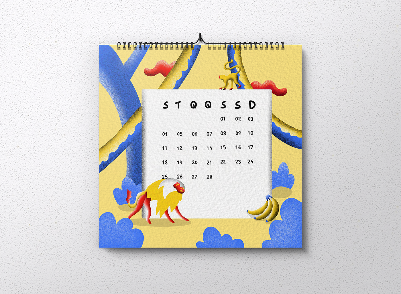 calendar ILLUSTRATION  Procreate doggo monkey chocolate draw painting   Deuz