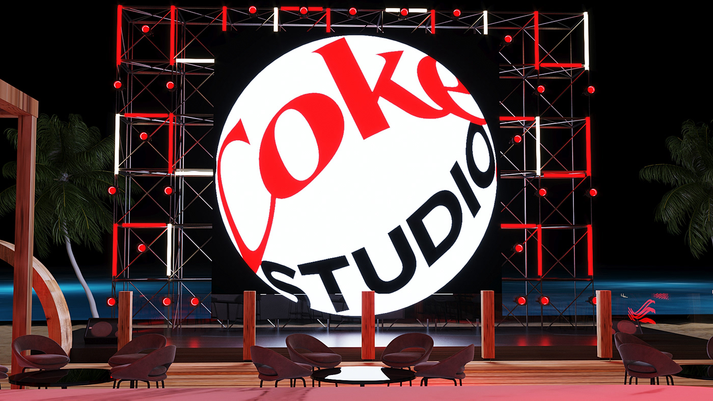 Event coke studio Coca-Cola drink Stage architectural visualization gate light Photography 