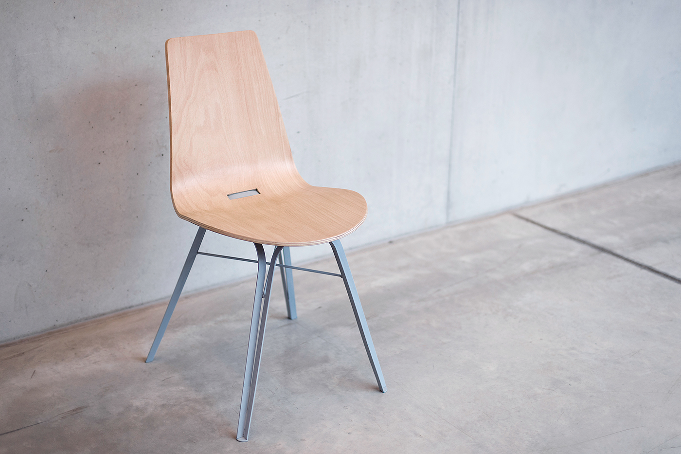 chair plywood steel seat bent soft gray Beech mome schoolproject