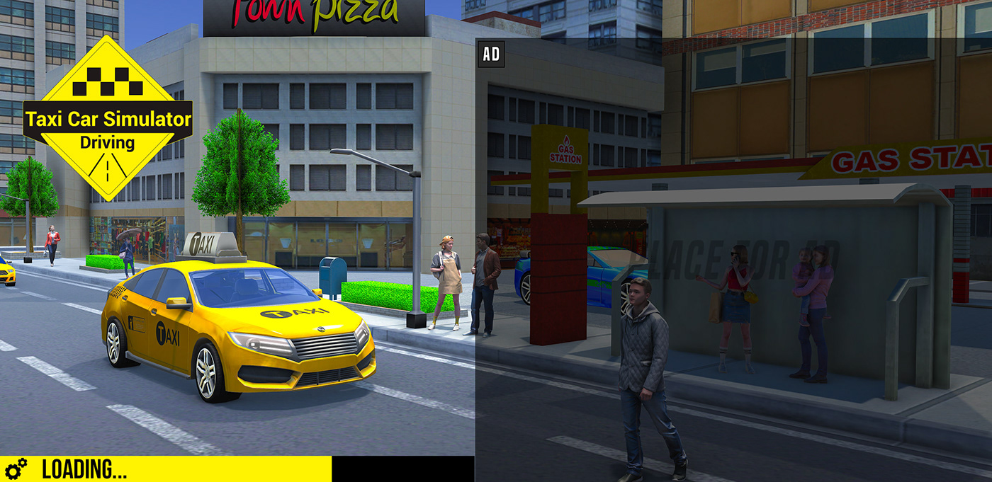 taxi car GUI game ui UI/UX Taxi UI Taxi Simulator customization level selection Main Menu