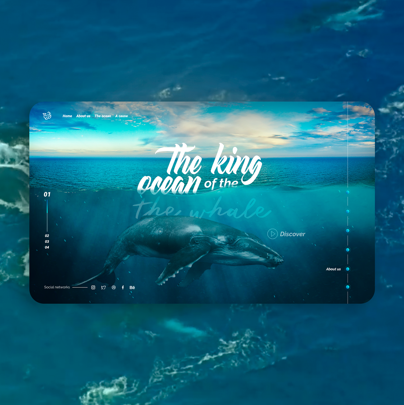 Whale site interface web visual identity photoshop Webdesign Ocean front-end Website discover