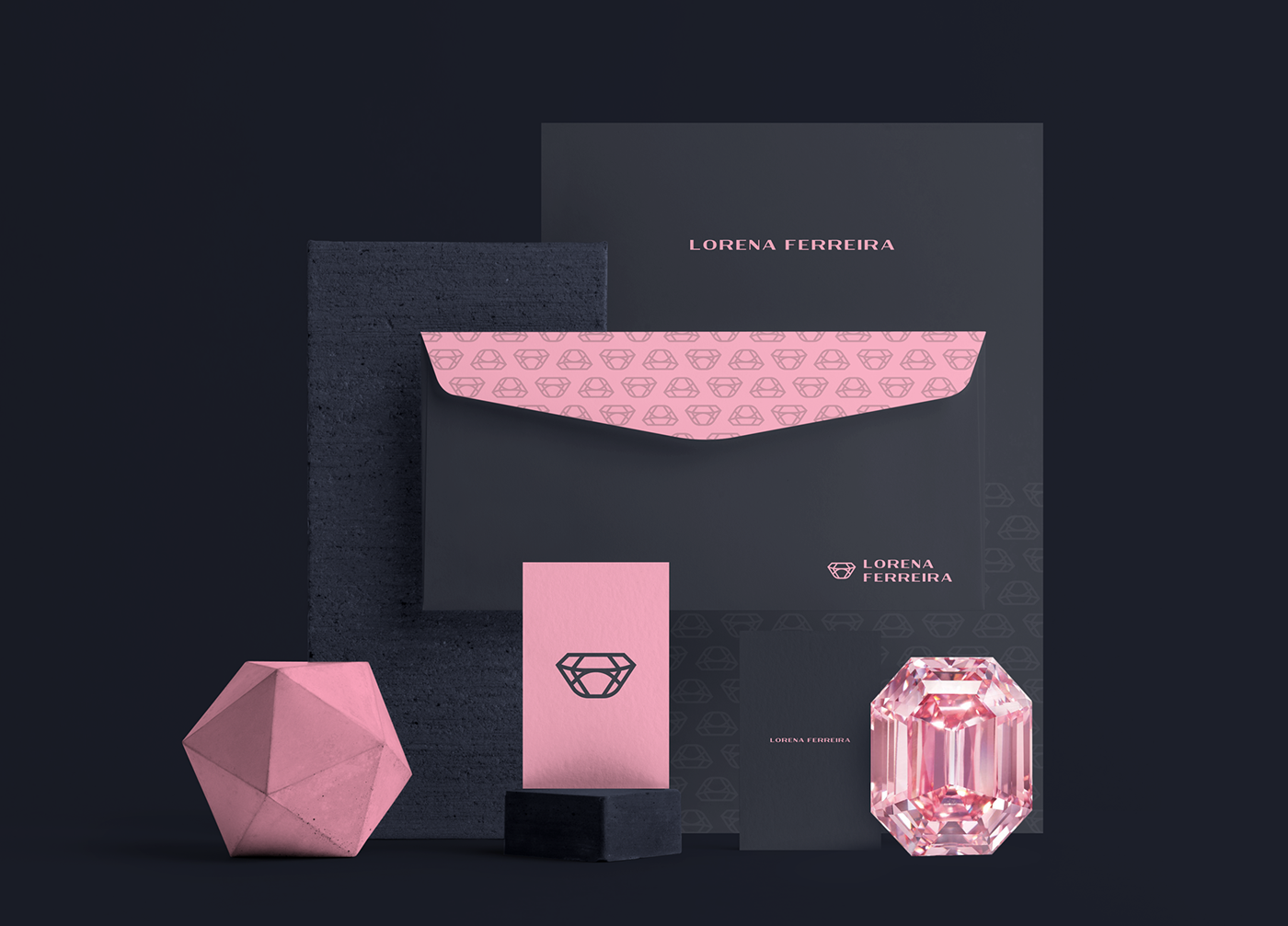 diamond  pink branding  beauty logo design aesthetics brand black mark