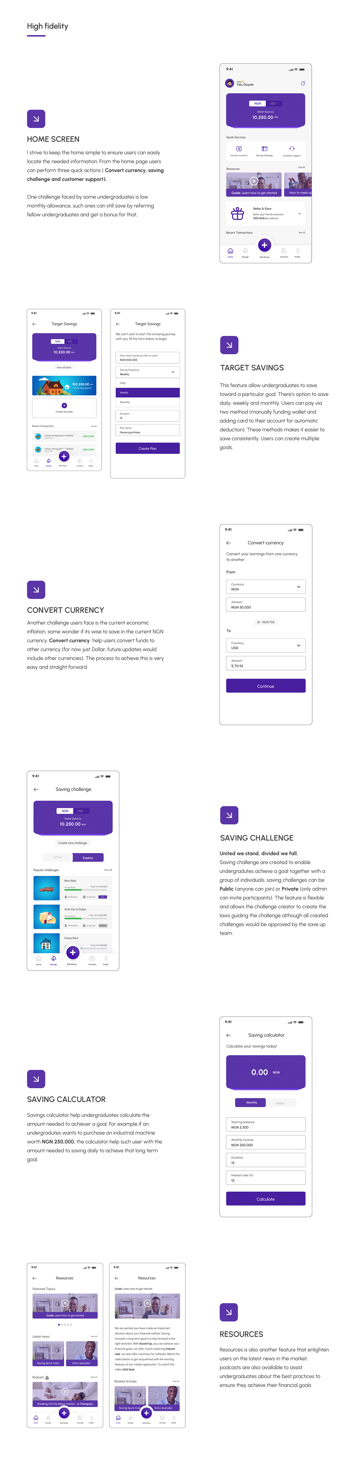 Case Study Mobile app Savings Applicatio UI designer ui ux undergraduates user interface
