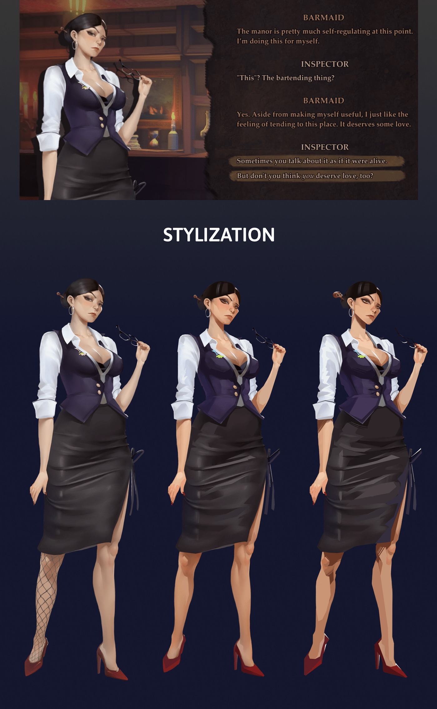 barmaid card game Character design  concept art game Game Art