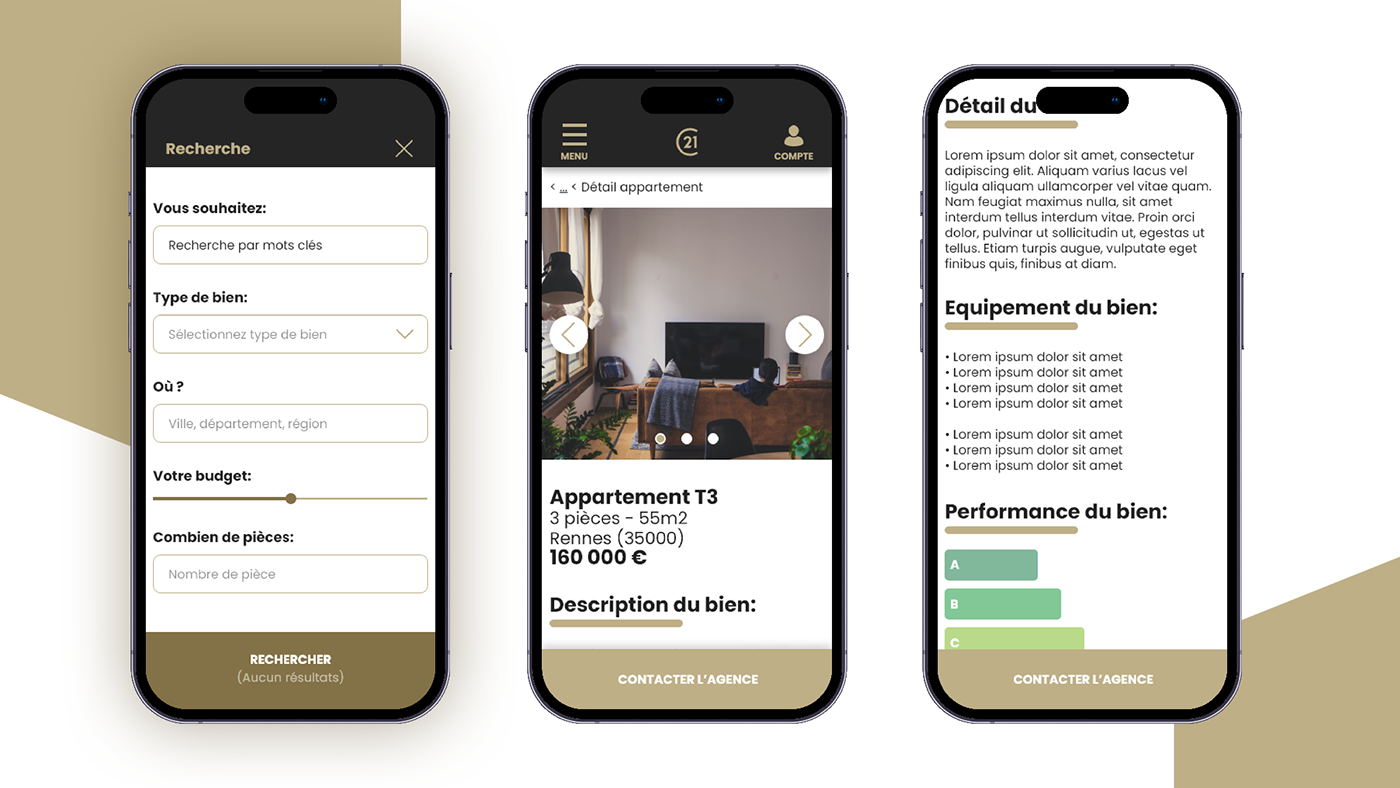 ux UI Adobe XD Figma stocking immobilier immeuble batiments iphone Century