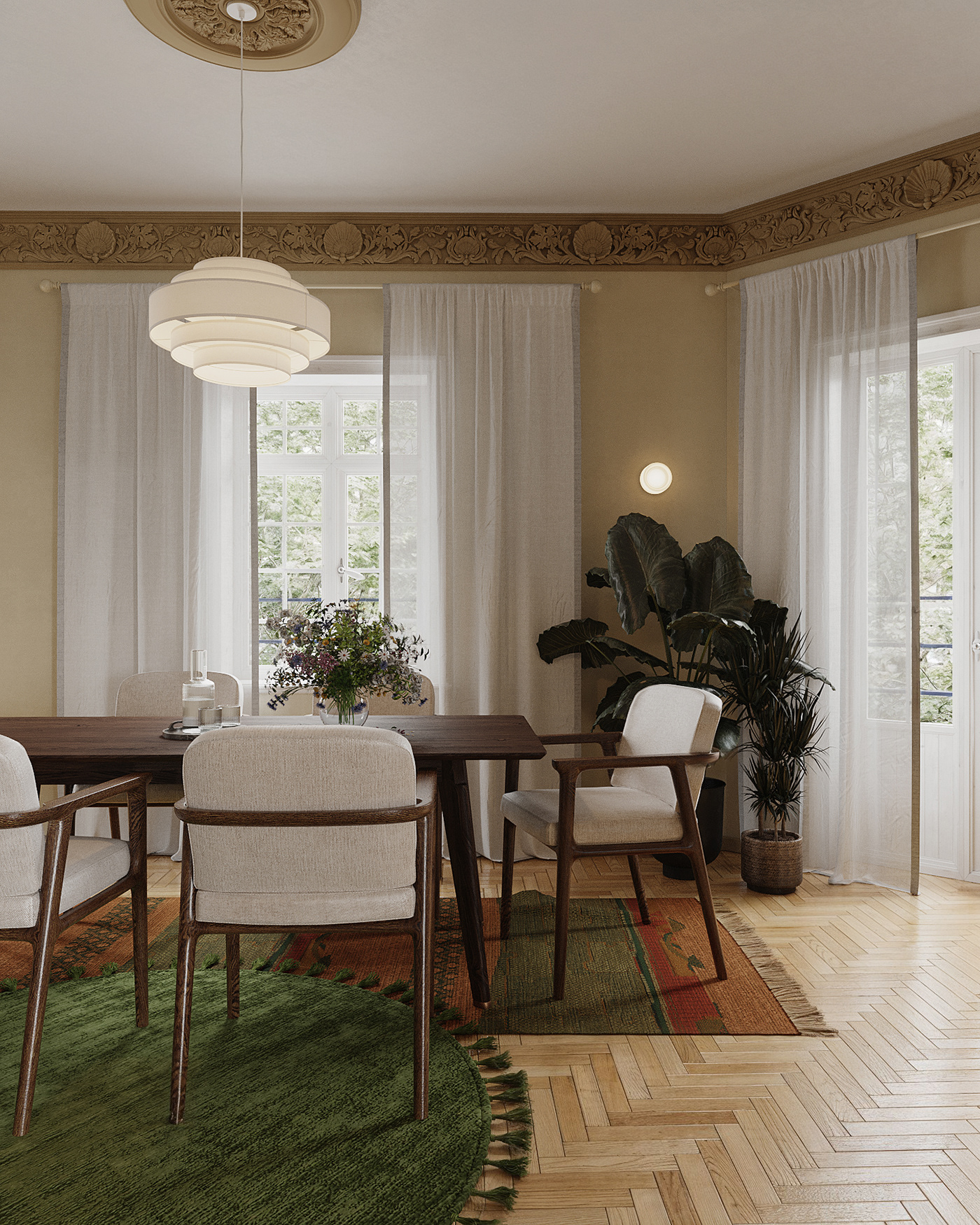interior design  renovation old building CGI 3ds max 3D Visualization Render Interior apartment living room