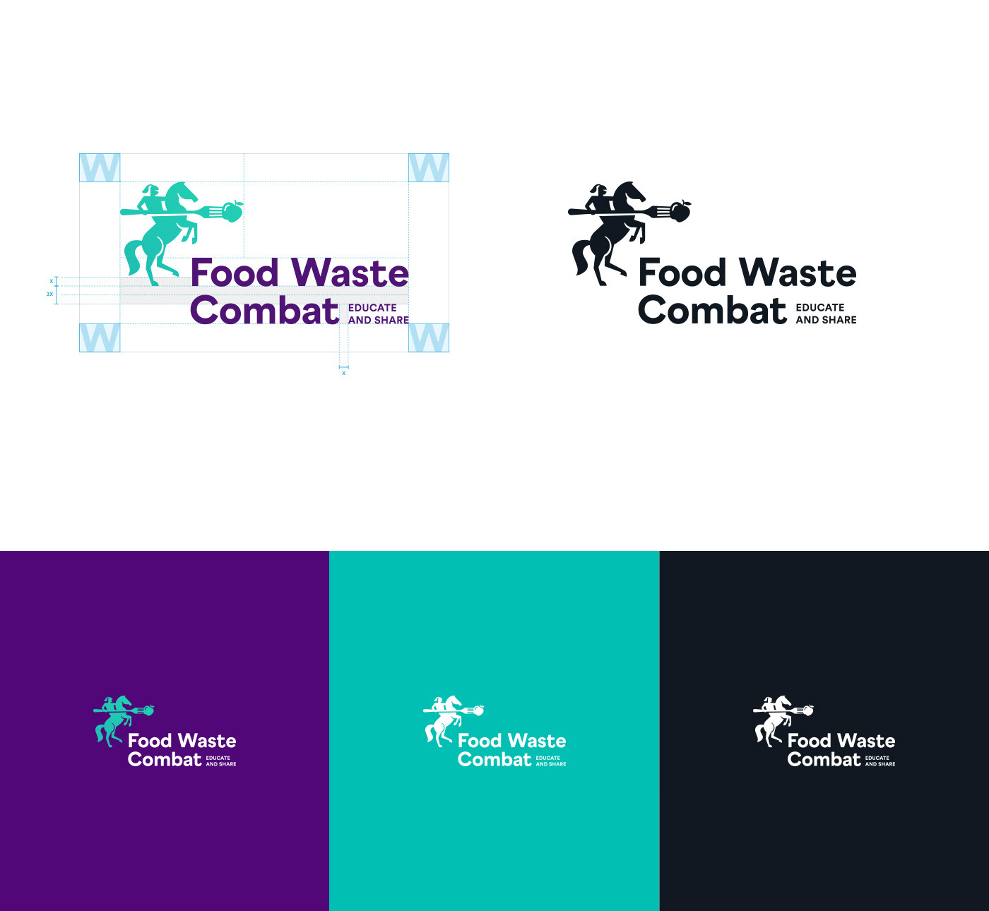 horse knight Food waste Fighter brand identity logo construction cluj napoca