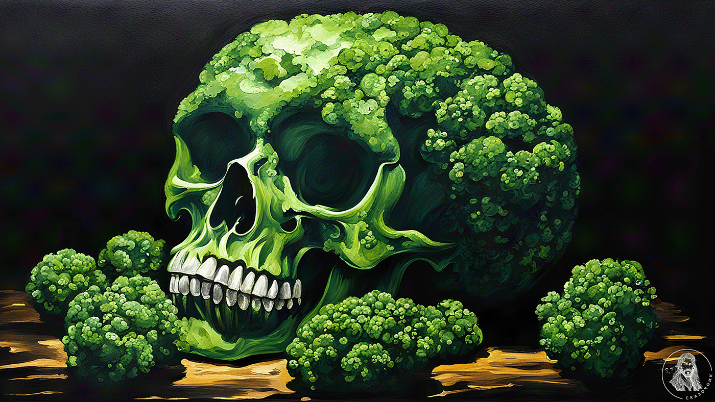 broccoli Food  skull death skeleton 3840x2160 wallpaper ai Ai Art stable diffusion