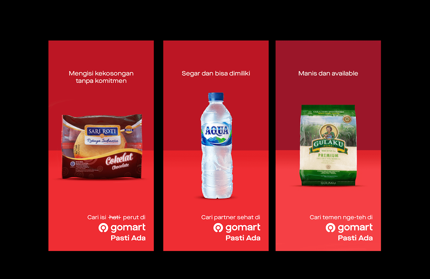aqua campaign gojek GoMart Grocery iklan Indomie Keyvisual online