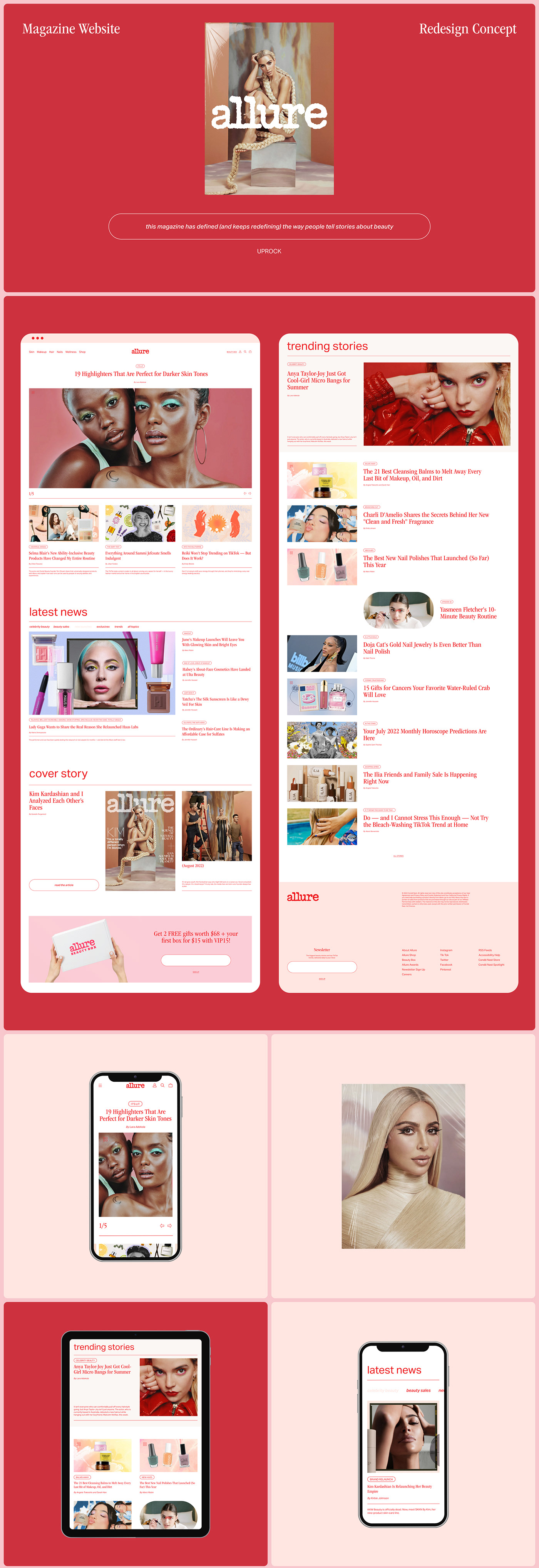 beauty Figma magazine media news UI/UX Web Design  Website woman beauty industry