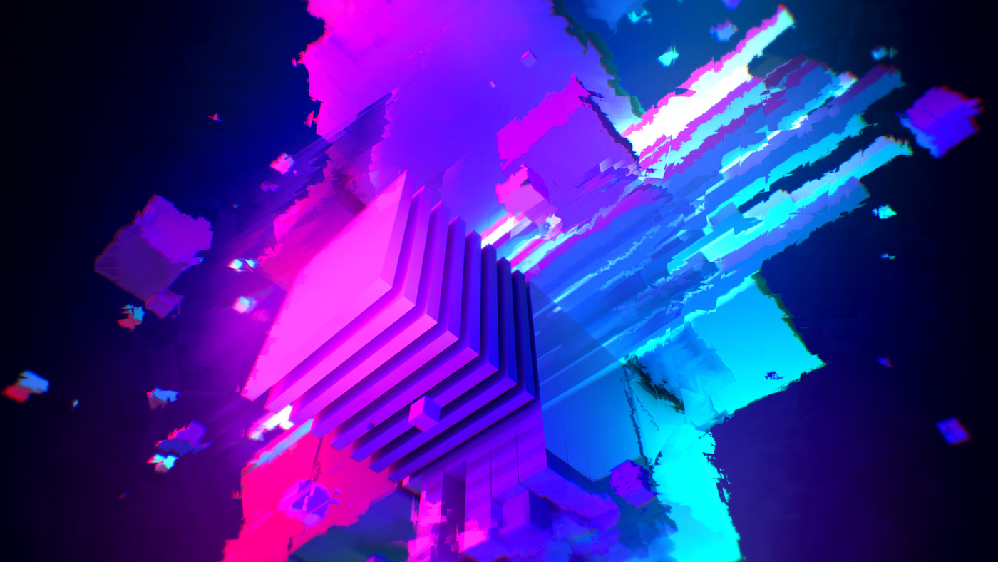 abstract geometric multicolor 3D Glitch animation  background looped bright wallpaper