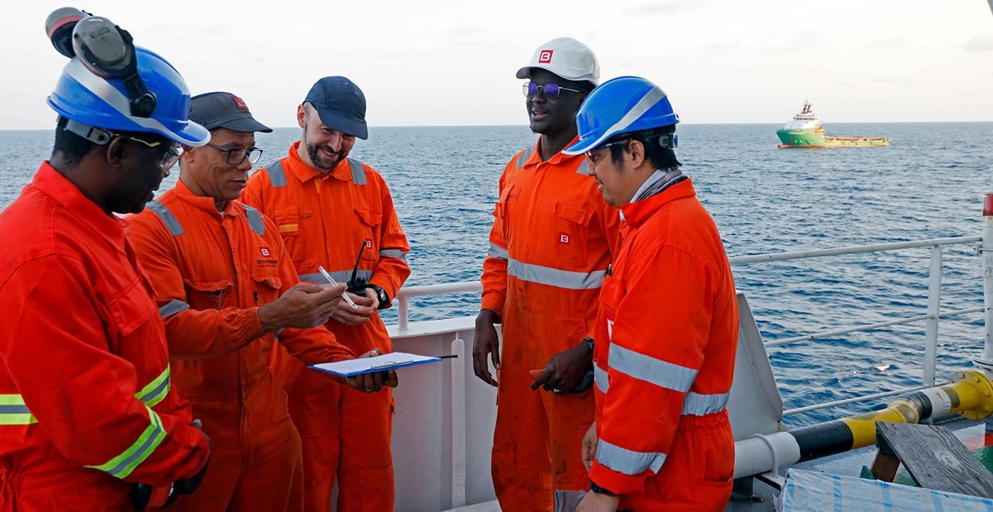 offshore Seafarer West Africa angola Sailor life jacket Offshore Services team spirit