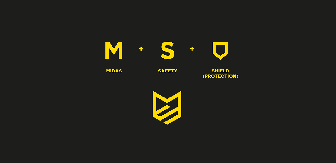 Adobe Portfolio yellow black industry simple industrial safety Sheild protection Midas midas safety colour bright gloves Website brochure