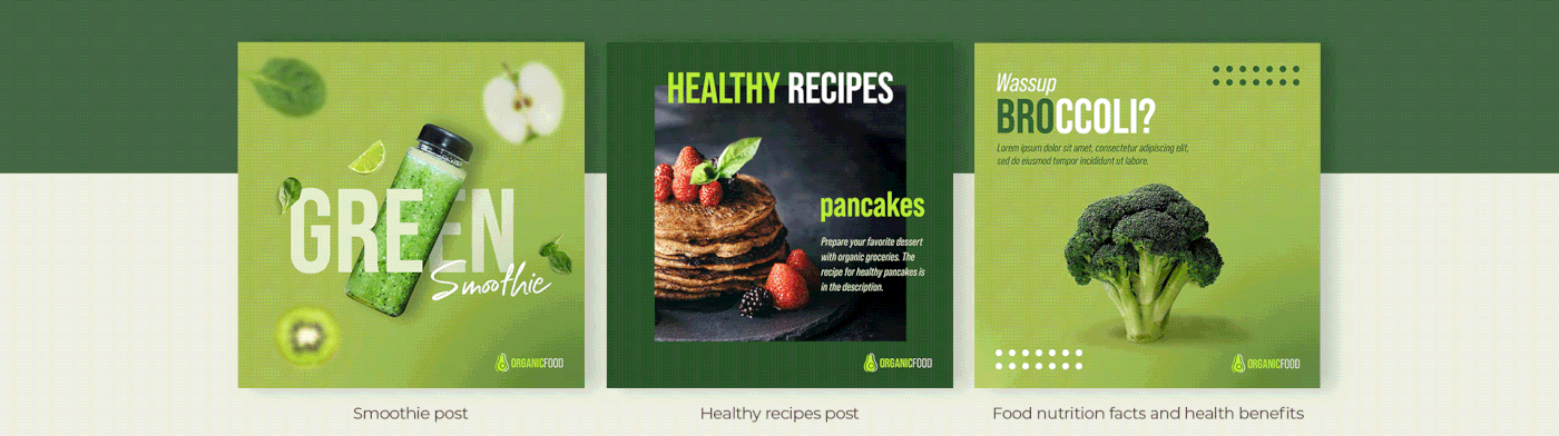 branding  design graphic design  green instagram social media Web Design  Food  organic highlights