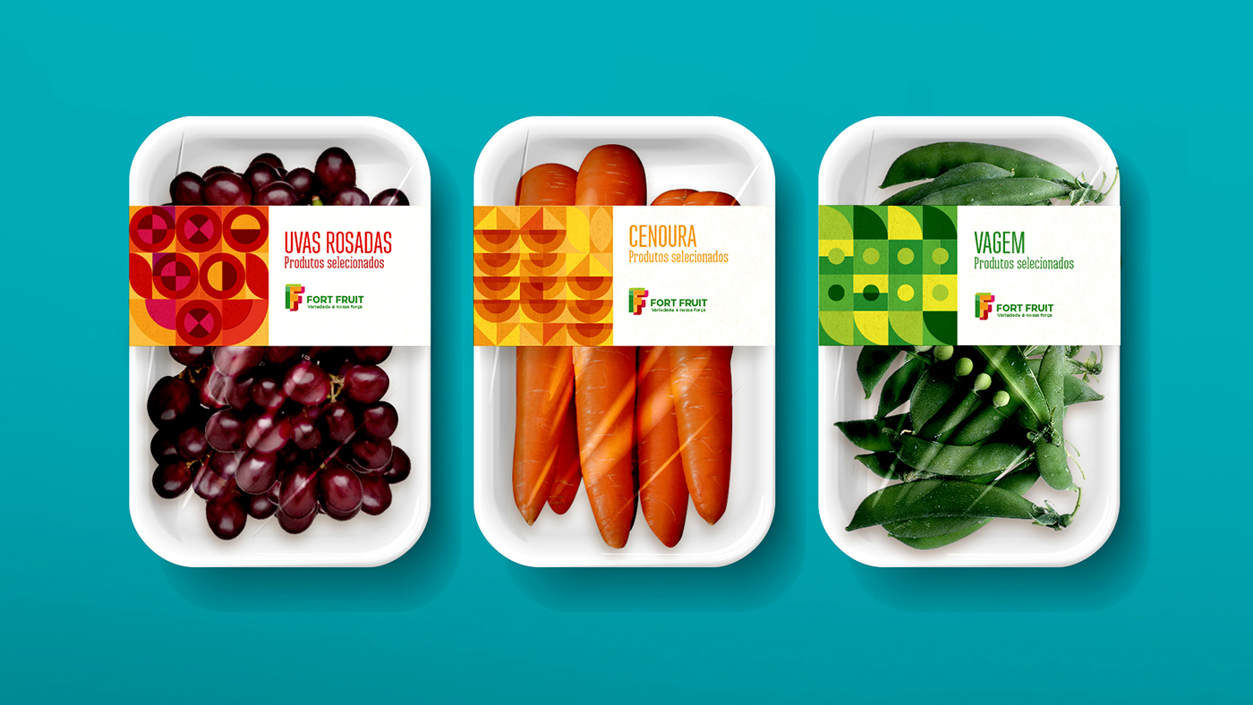 fruits groceries design package tags geometric