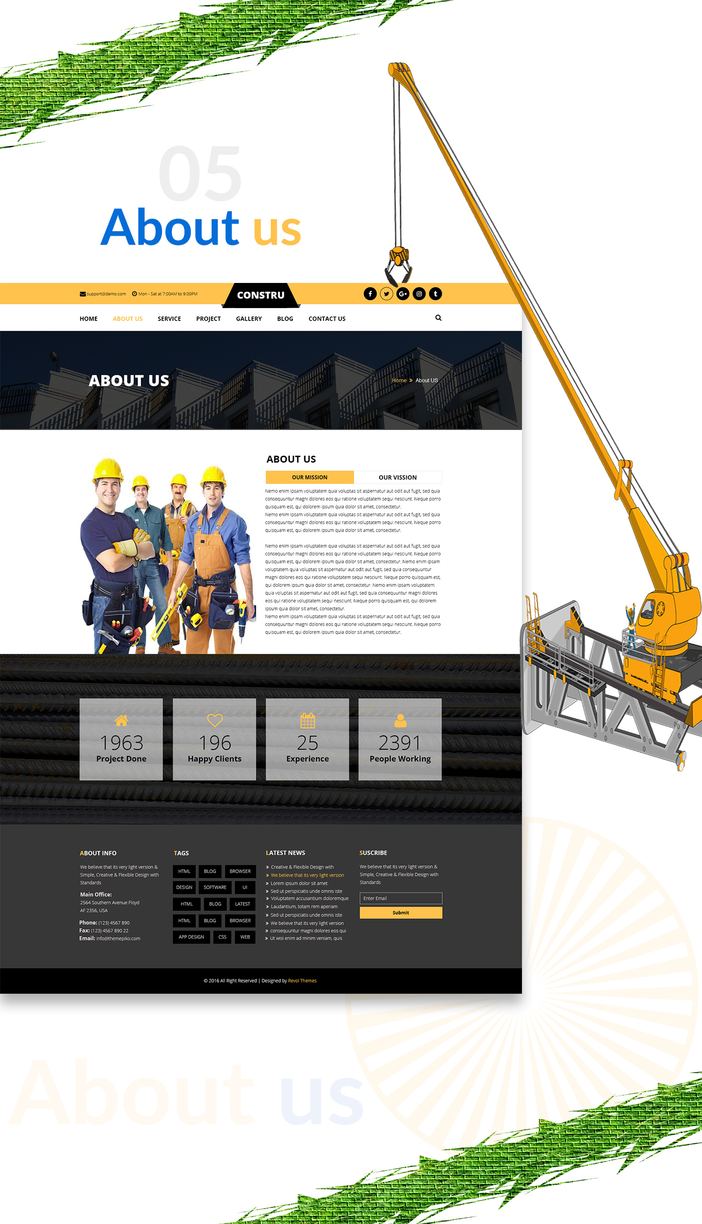 builder business clean construction corporate psd design bootstrap UI ux