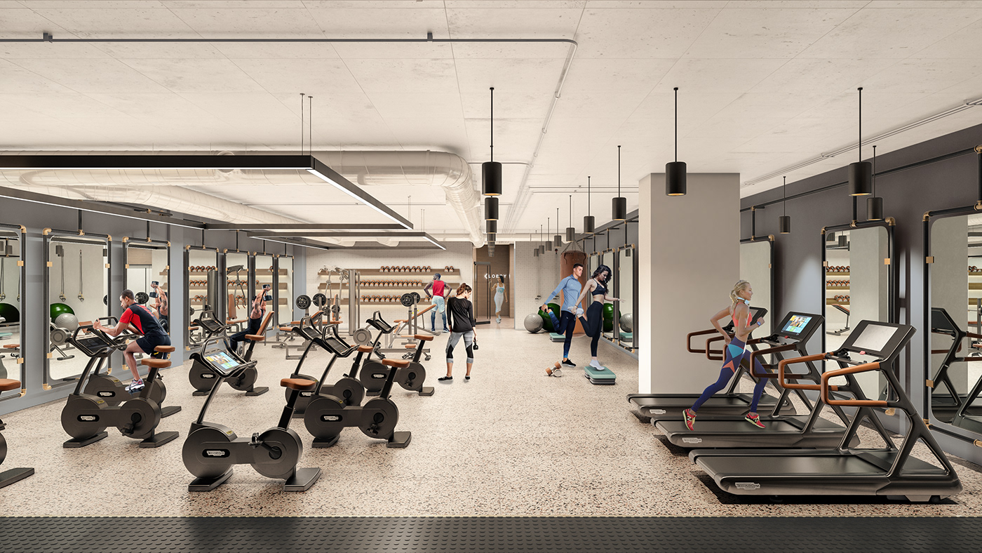 Interior commercial gym render