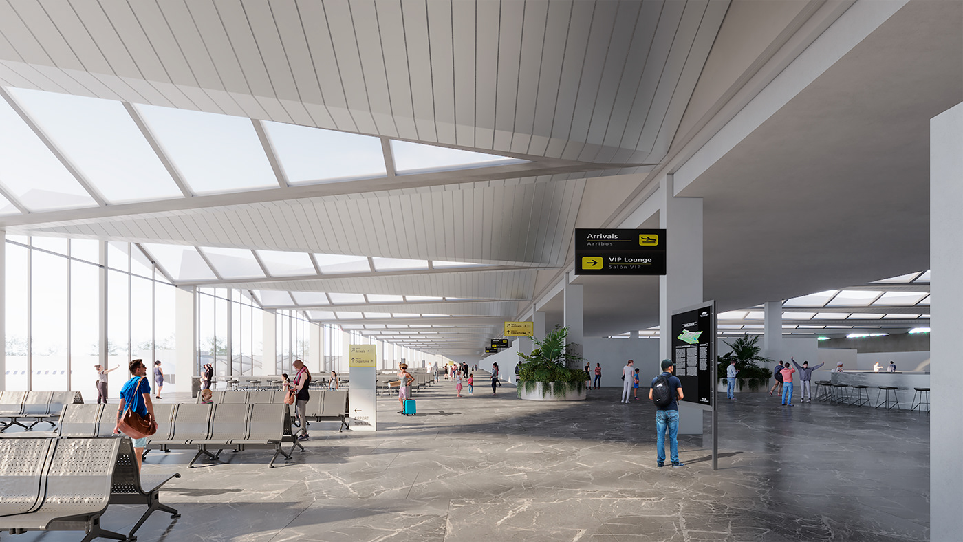 airport architecture archviz building CGI exterior interior design  Render terminal visualization