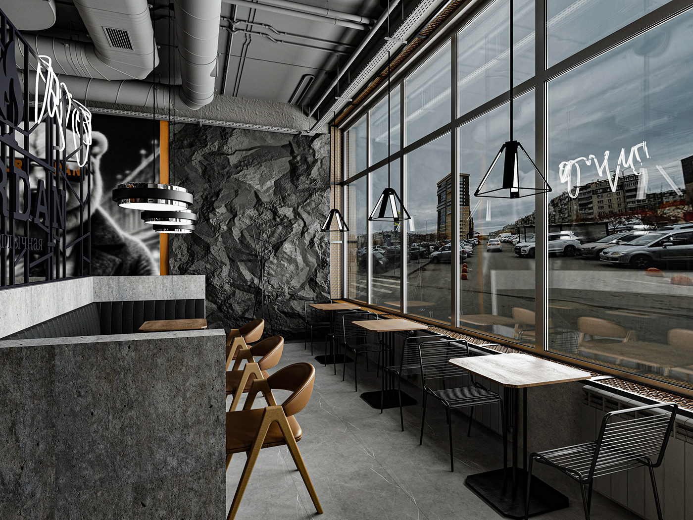 design interior design  Street Food restaurant visualization architecture Render corona street food design