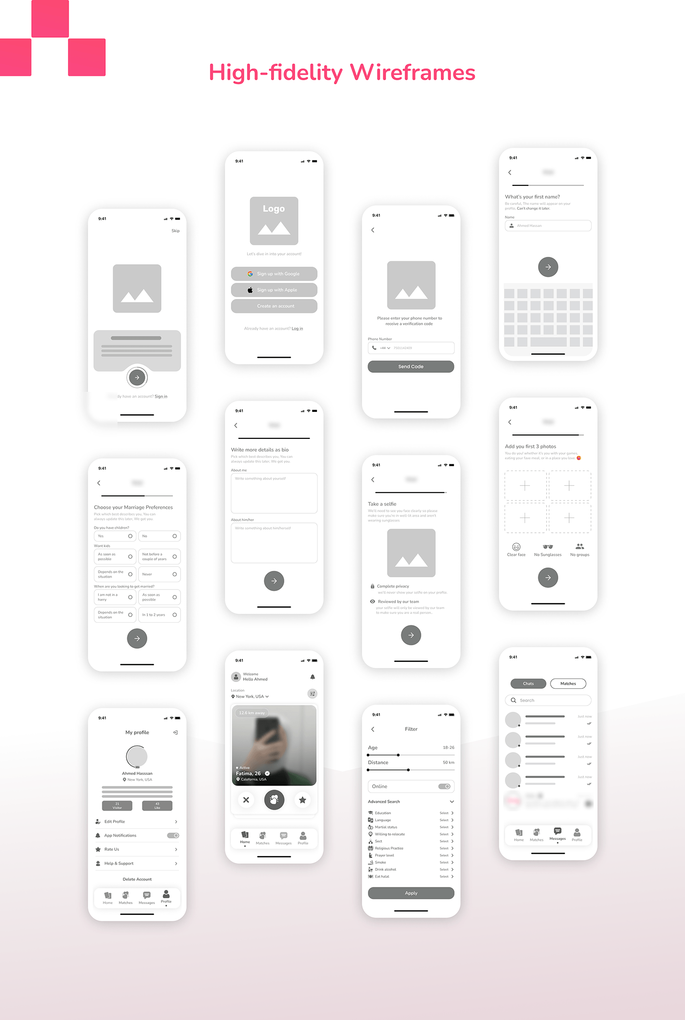 UI/UX user interface app design Figma Case Study Mobile app user experience dating app muslim CaseStudy