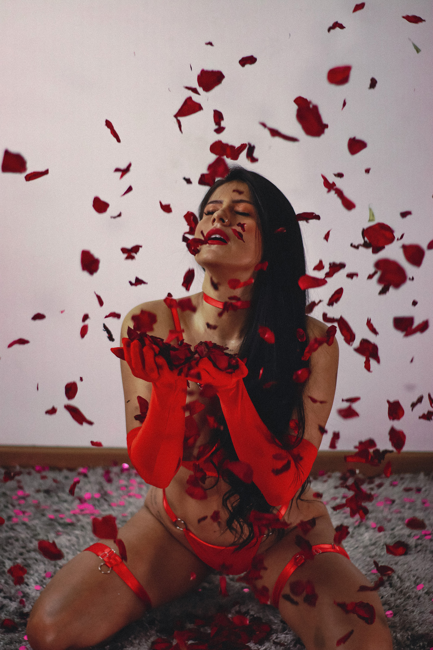 indoor model valentines photoshoot portrait beauty photographer red
