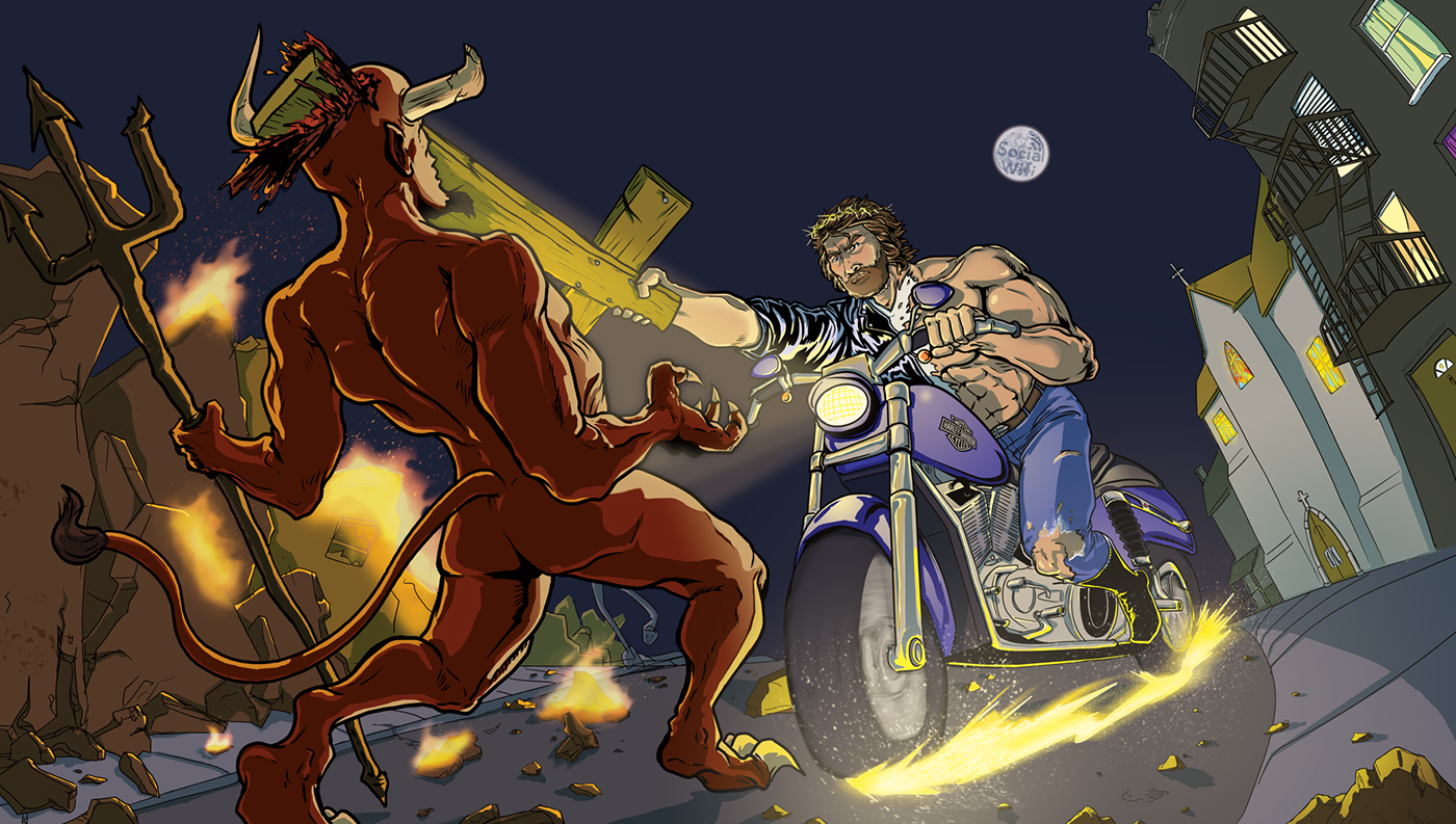 Drawing  painting   comics photoshop jesus Christianity motorcycle