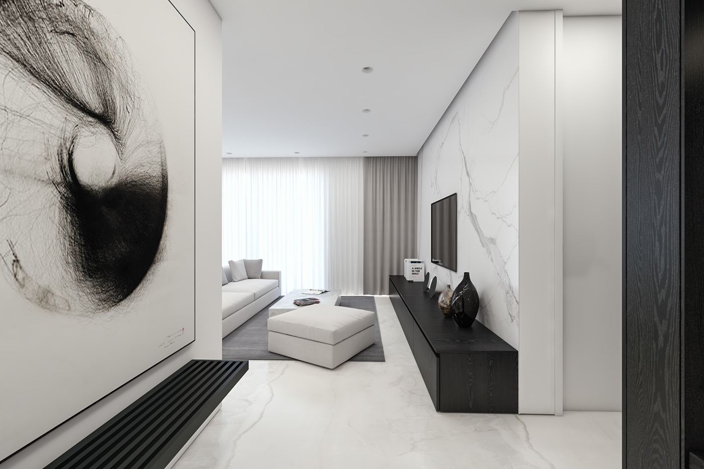 concept design Interior White black minimal apartment home interiordesign architecture