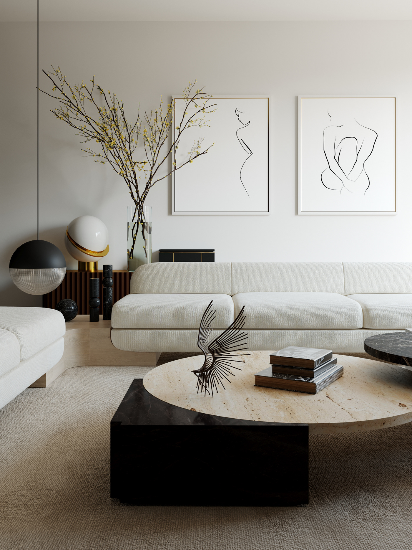 Visualization of a modern interior on Behance
