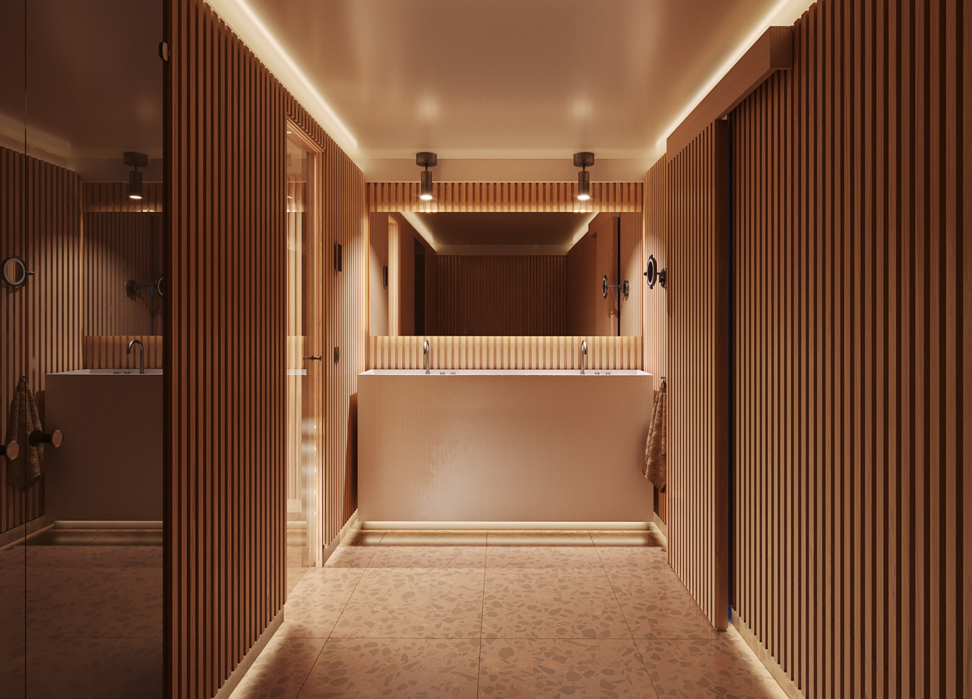Sauna wood stone luxury warm bathhouse bath bathroom design interior design  modern