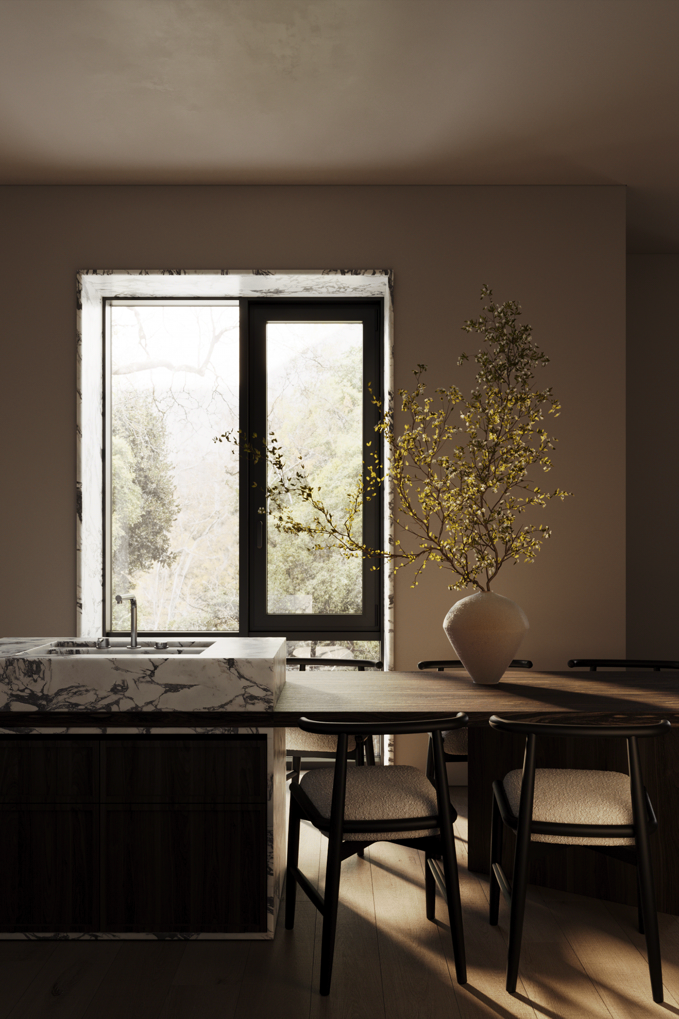 interior design  visualization kitchen bedroom 3ds max modern minimalist Minimalism design Residential Design