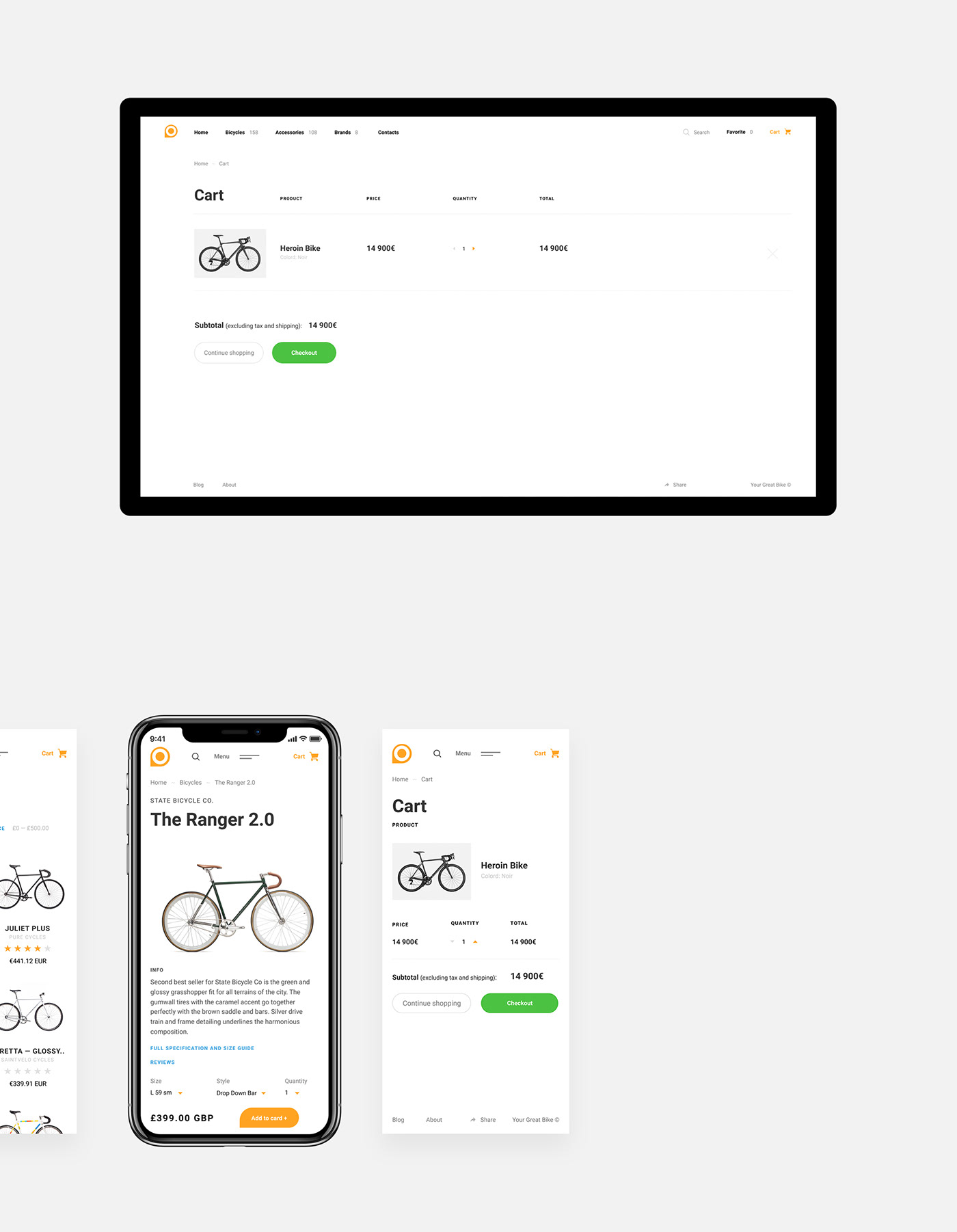 Web UI ux digital Bike shop flat Like simple