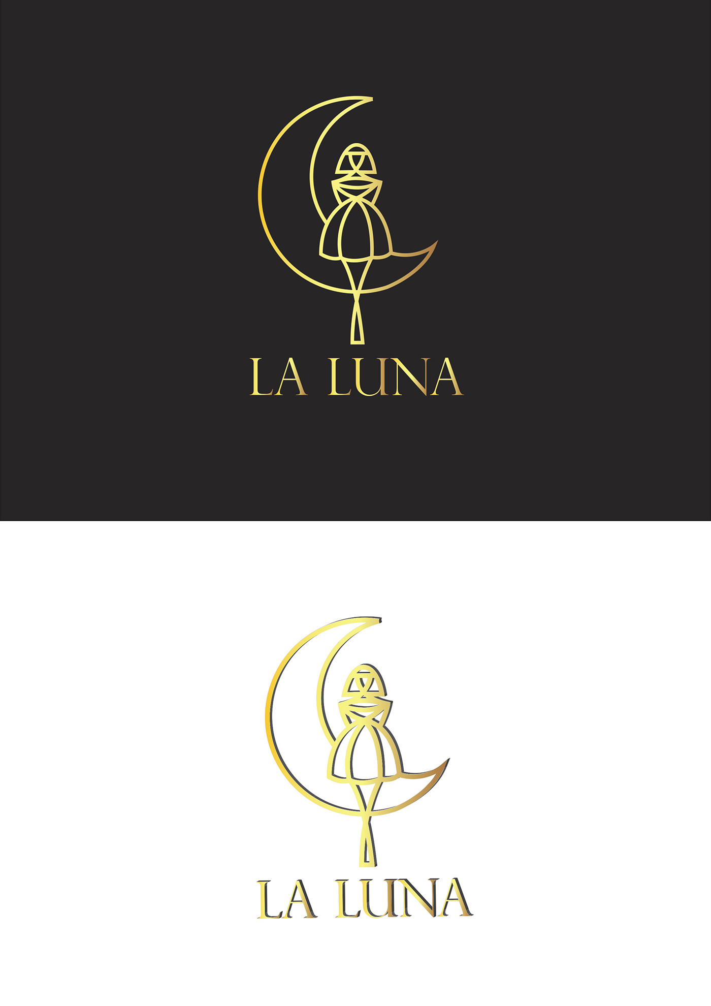 Logo Design luna woman dress Fashion  store black logo vectors brand